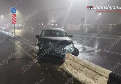 Արշակունյաց պողոտայում հայտնաբերվել է բետոնե պաշտպանիչ արգելապատնեշին բախված «Toyota»-ն